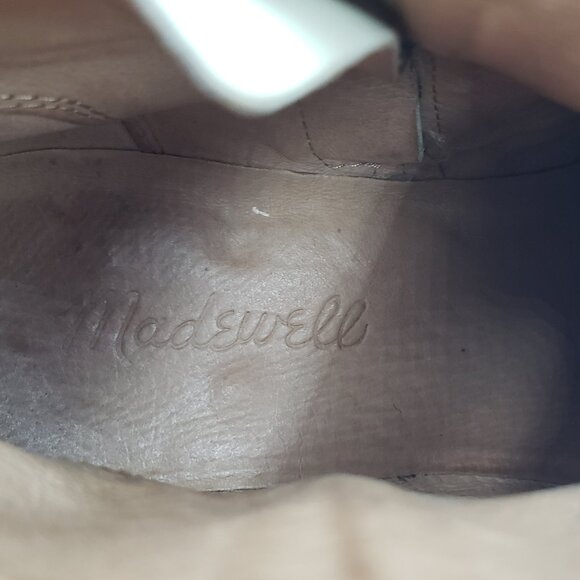 Madewell Charley Leather Boots 7 Womens Block Heel Ankle Booties Cream - Picture 7 of 9